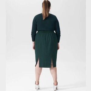 Universal Standard Green Swiss Dot Slit Midi Skirt XL